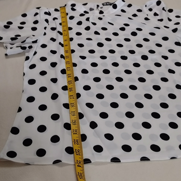 Allegra K Polkadot Bouse Modest Flutter Sleeves - Picture 10 of 10